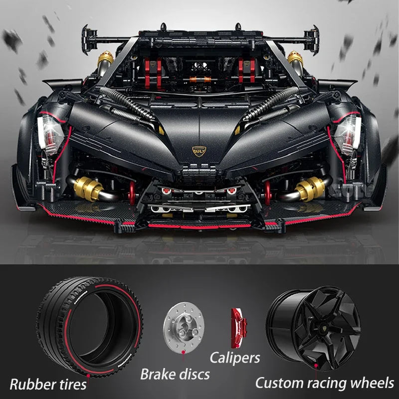 1:8 Technische Lambo Poison Supercar Bausteine 3809 stücke Schwarz Sport Auto Ziegel Spielzeug Montage Auto Modell Spielzeug für Erwachsene geschenke