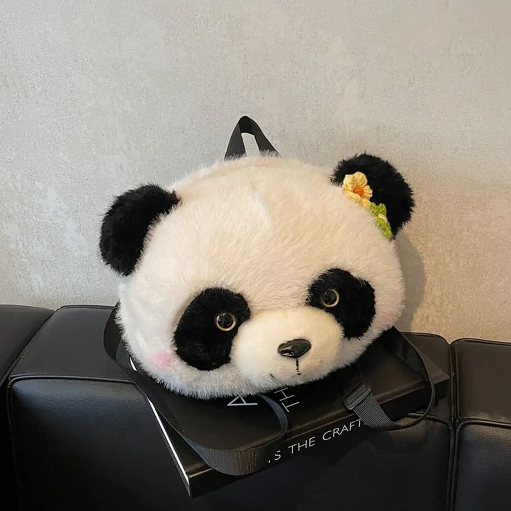 Brinquedo de pelúcia panda crossbody saco bonito flor panda mochilas kawaii ajustável boneca de pelúcia mochilas jardim de infância