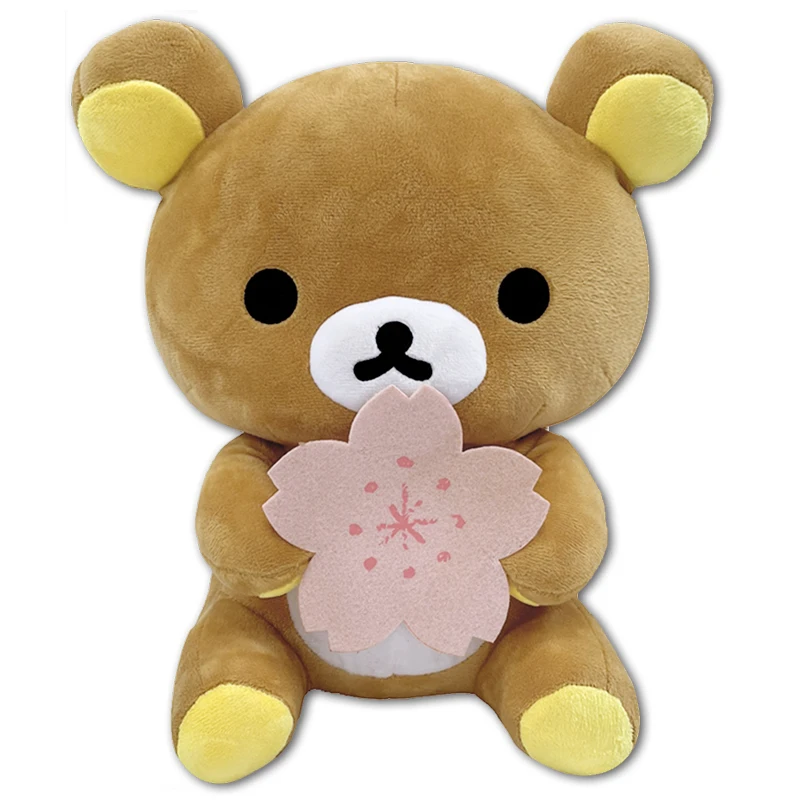 New Cute Rilakkuma Bear Sakura With Cherry Blossoms Big Plush Stuffed Pillow Cushion Toy Doll Kids Gifts 35cm