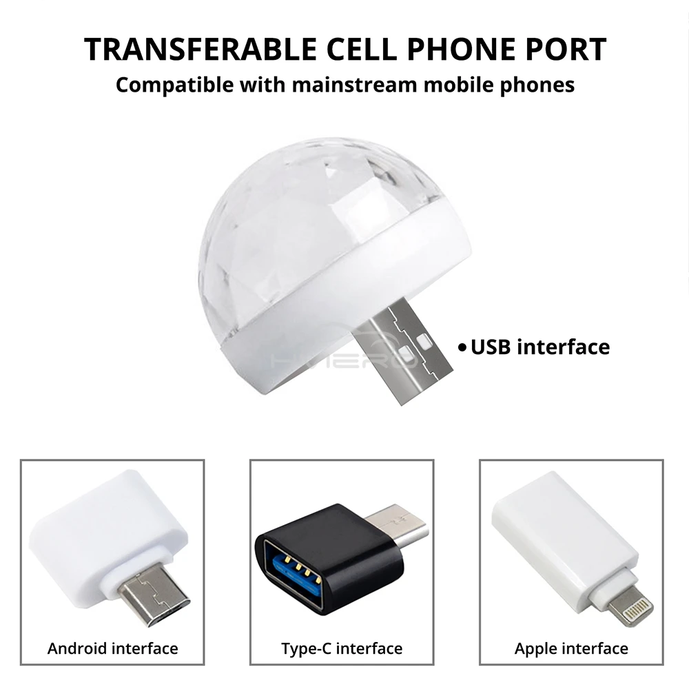 Car USB Ambient Light DJ RGB Mini Colorful Music Sound Led Apple USB Interface Holiday Party Atmosphere Interior Dome Trunk Lamp image 5