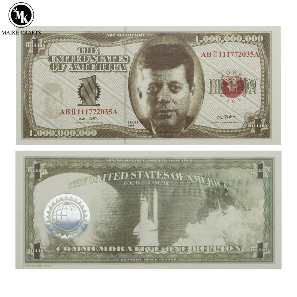 

10/100 PCS US Kennedy 1 Billion Dollars Paper Money Space Center Commemorative Banknote Collection Business Gifts