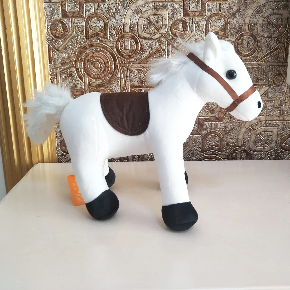 Juguetes de peluche para niños, simulación de dibujos animados, lindo caballo blanco, regalo de cumpleaños de Navidad