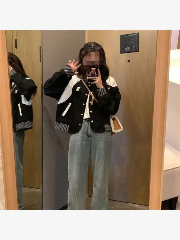 Nouvelle arrivée : Blouson de baseball pour femme en polaire épaisse, style américain, pour l'automne et l'hiver, vêtement d'extérieur de haute qualité