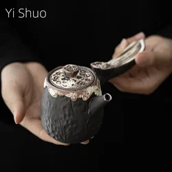 Stoneware Handmade Side Handle Pot Tea Filter Ceramic Single Pot Teapot Kung Fu Tea Set Side  Tea Making Device Tea Kettle