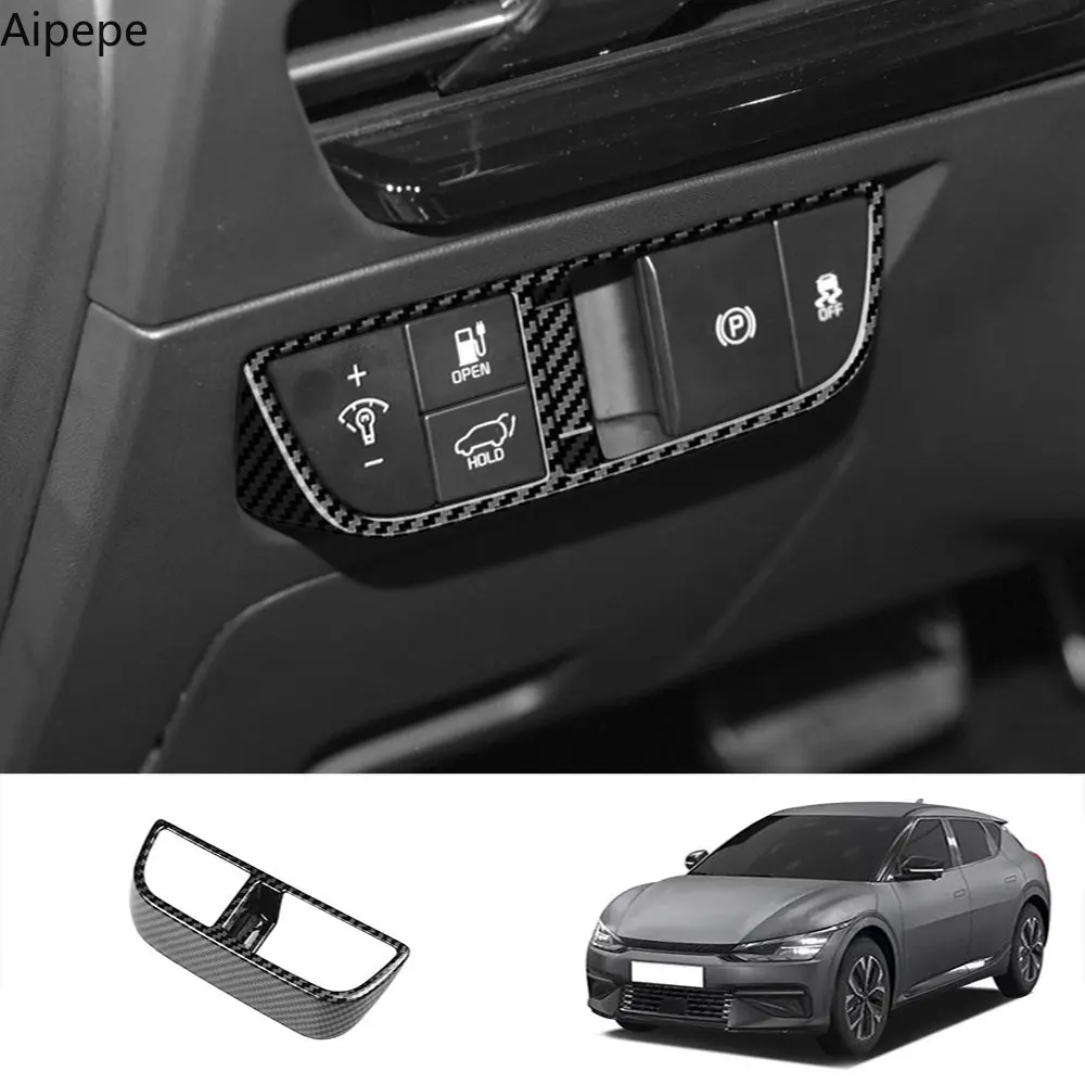 For Kia EV6 GT 2022 2023 ABS Carbon Fiber Car Headlight Adjustment Switch Left Control Button Cover Trim Accessories