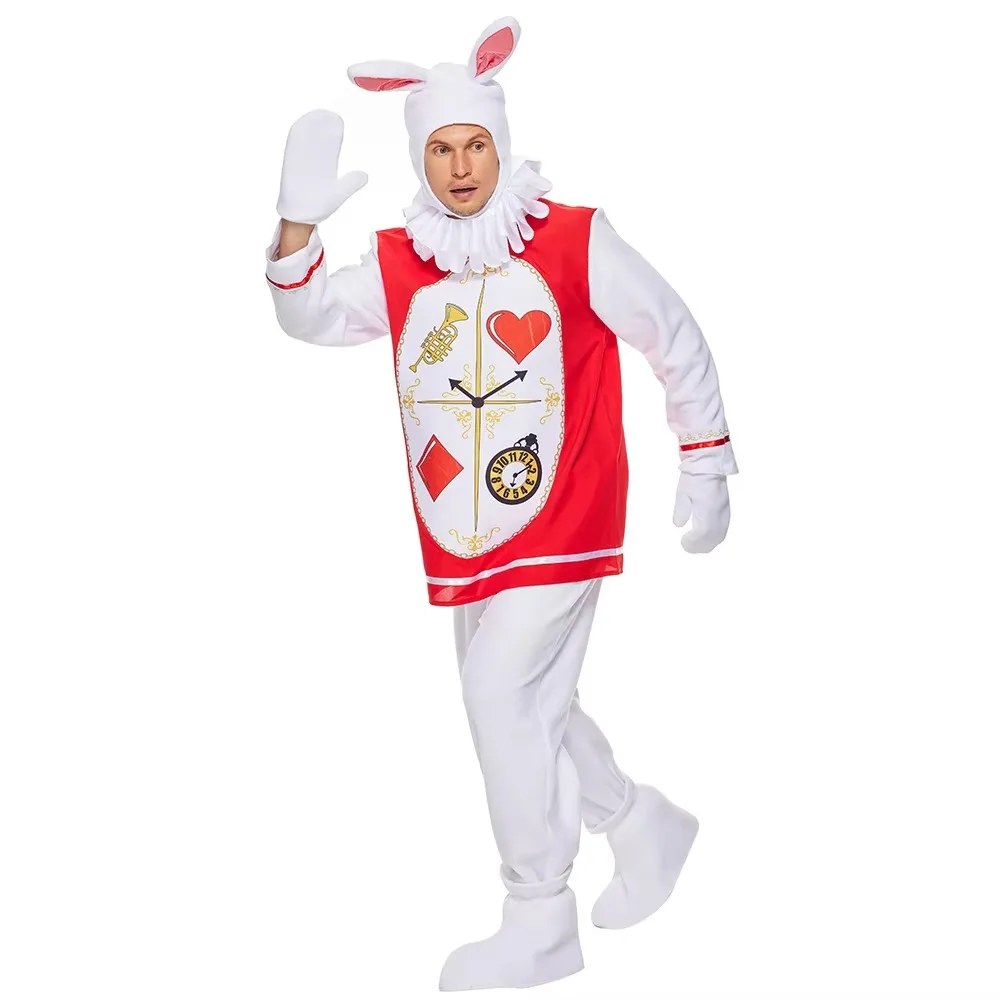 Disfraz de Alicia en el País de las Maravillas, con el personaje del Conejo Blanco, para adultos, ideal para Halloween, carnavales, fiestas y celebraciones navideñas.