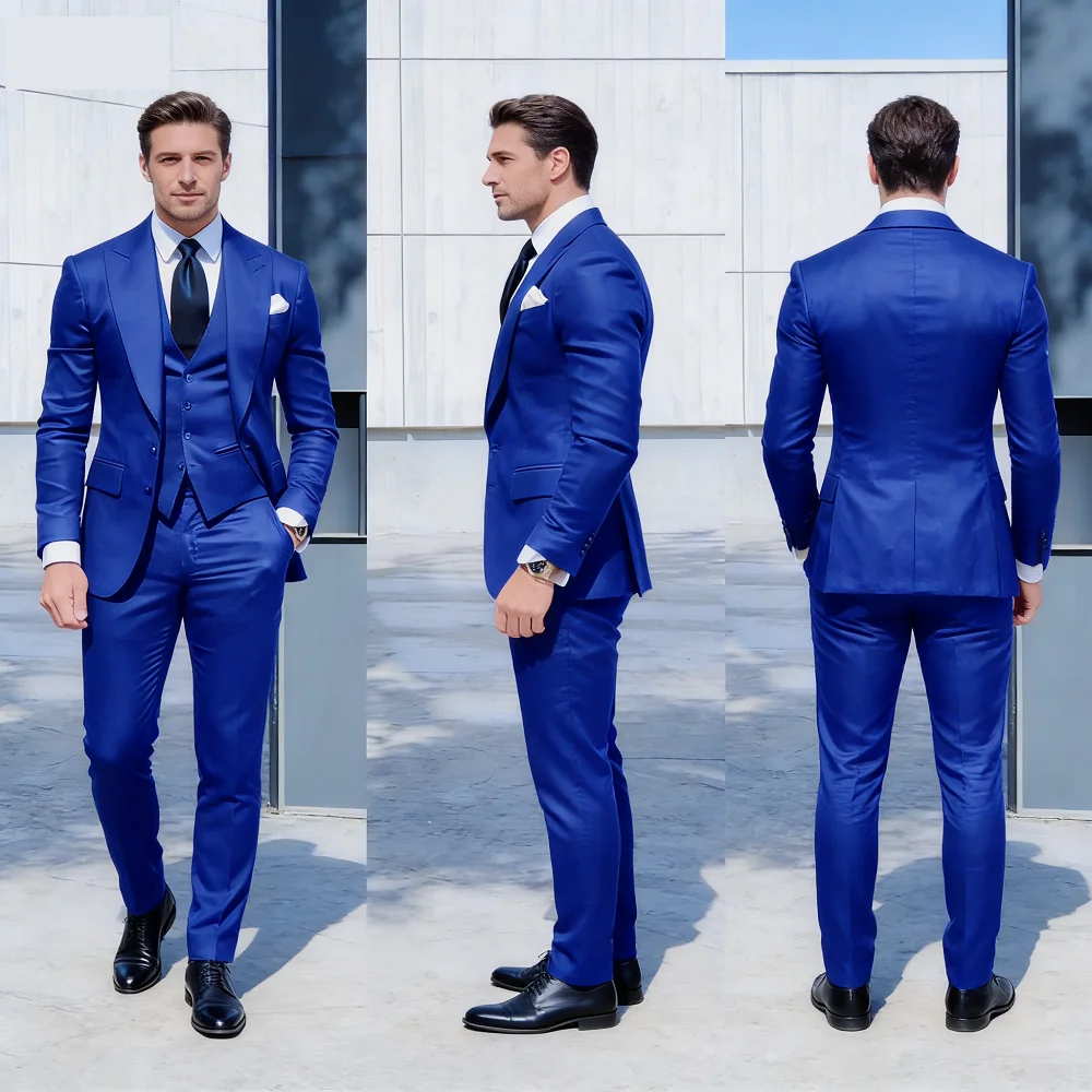 

Мужской деловой костюм-тройка: пиджак с острыми лацканами, жилет и брюки – модный комплект для свадьбы, вечеринки, жениха