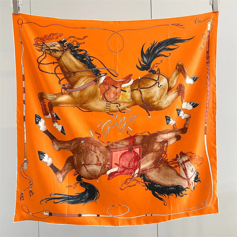 

100% Silk Scarf 90CM Square Scarves Rolled Edges Bandanas Luxury Summer Shawls Hair Belt Neck Head Accessories