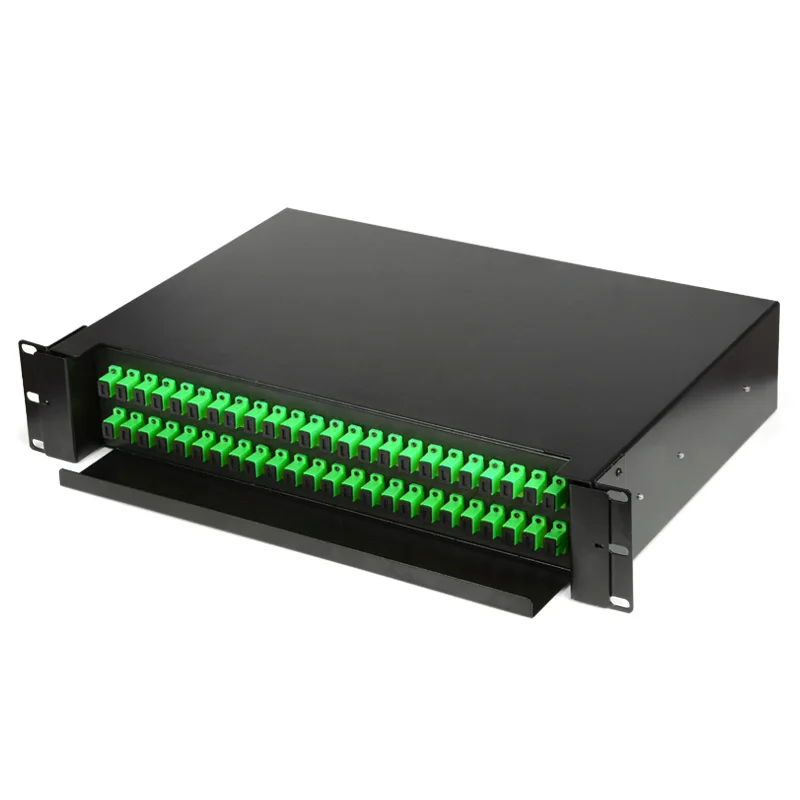 Drawer type Fiber optic terminal box 48 Core SC APC with adapter pigtail 48 Ports Fiber optical Patch Panel 19 inch OTB