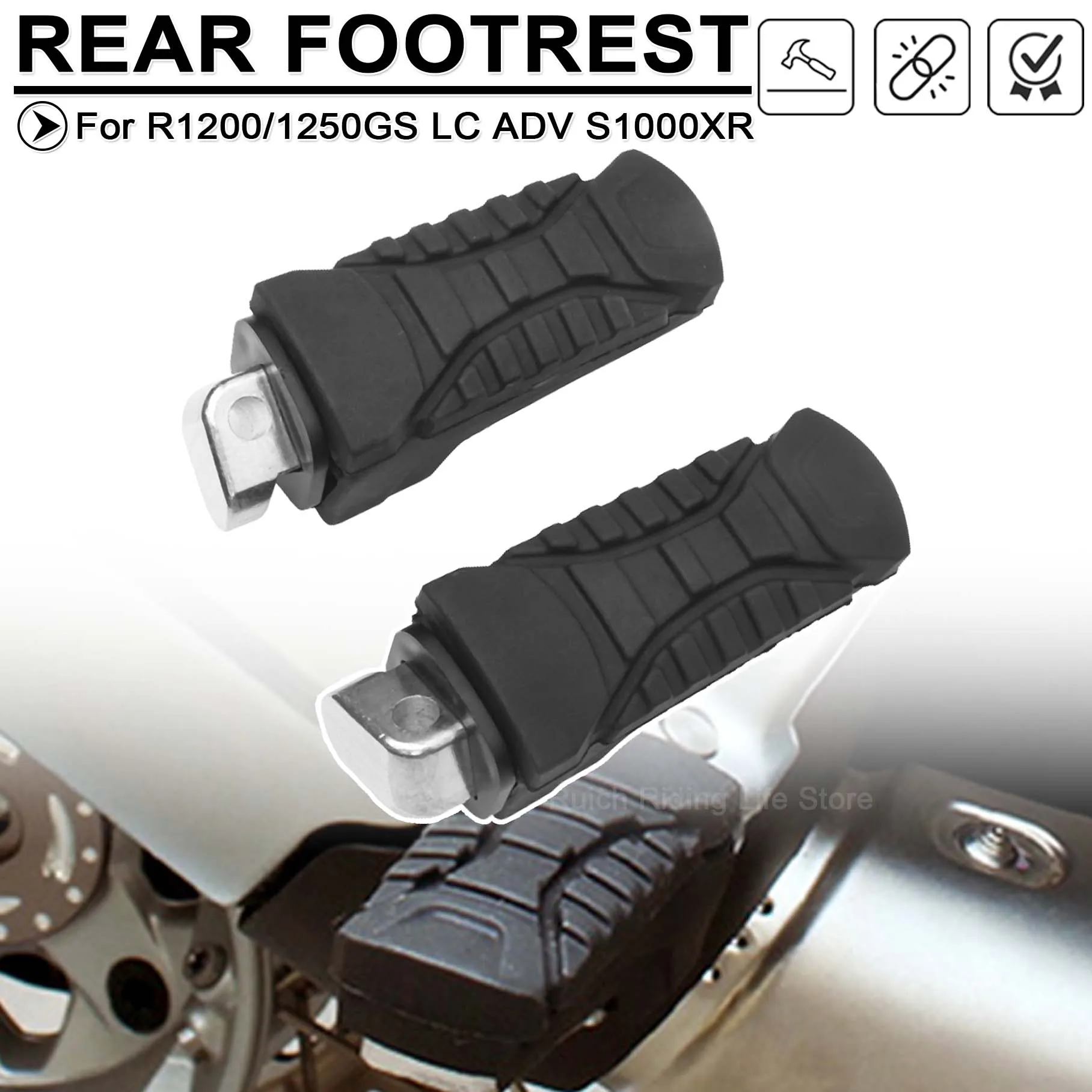 For BMW R1200GS LC ADV R1250GS Adventure LC S1000XR R 1200 1250 GS 1200GS Rear Footpegs Passenger Footrest Foot Peg Rubber Cover