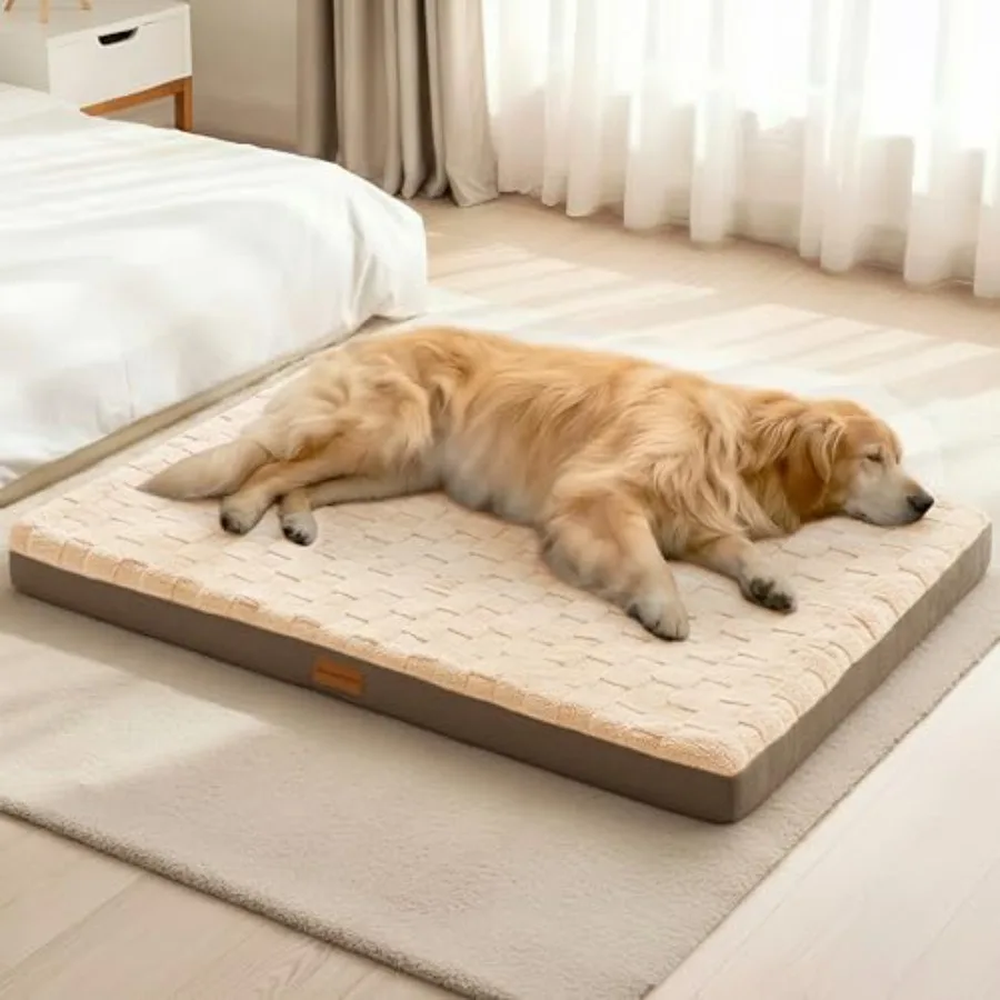 

Ортопедическая лежанка XL для собак крупных пород 48''x30'', водонепроницаемая, мягкая, удобная, с пеной Egg Crate, большой коврик для питомцев в клетку, со съемным чехлом