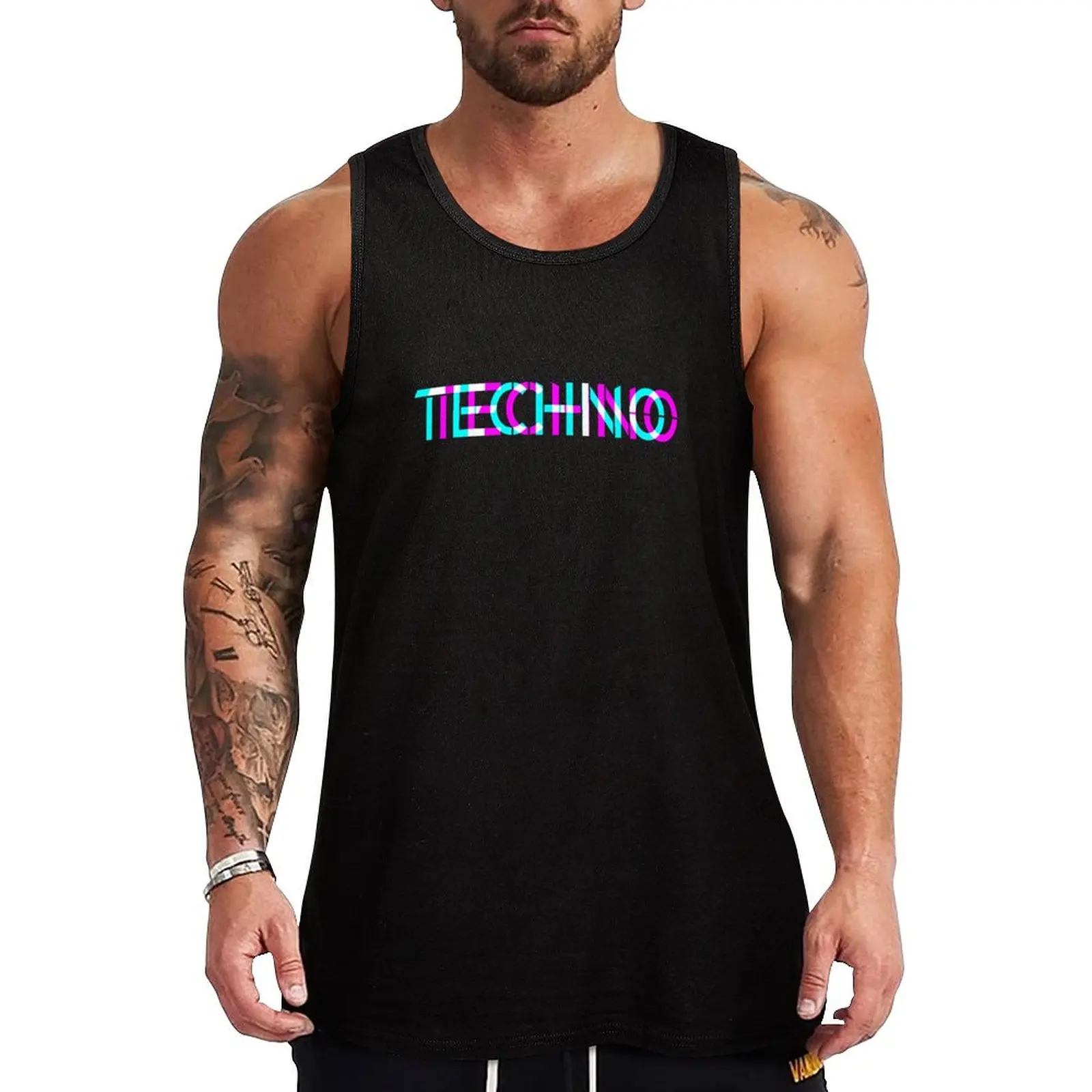 

Techno - Techno Music - 3D look Tank Top men clothings bodybuilding for men T-shirt men T-shirt Men's gym