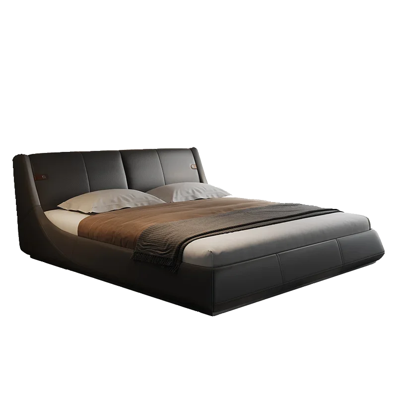 

Modern simple leather bed master bedroom high-end atmosphere