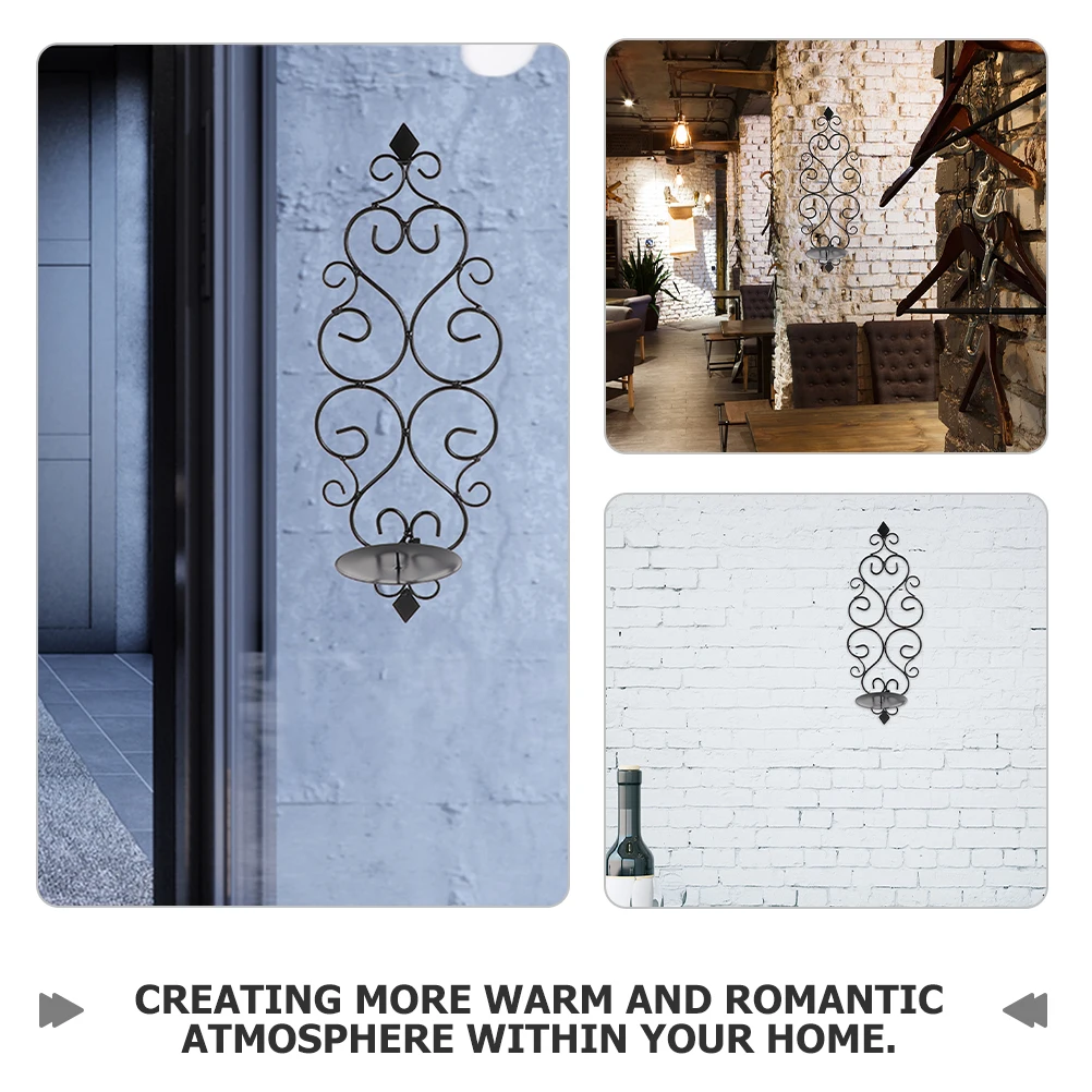 

2pcs Hanging Holder Holder Iron Decorative Candlesticks Classical Design European Black Home Sconces