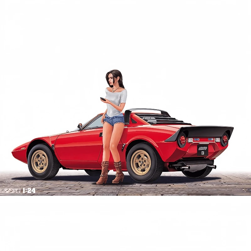 1/24 Casting Resin Model Assembly Kit, GK， Racing Girl, Unpainted, Needs To Be Assembled (excluding Cars)