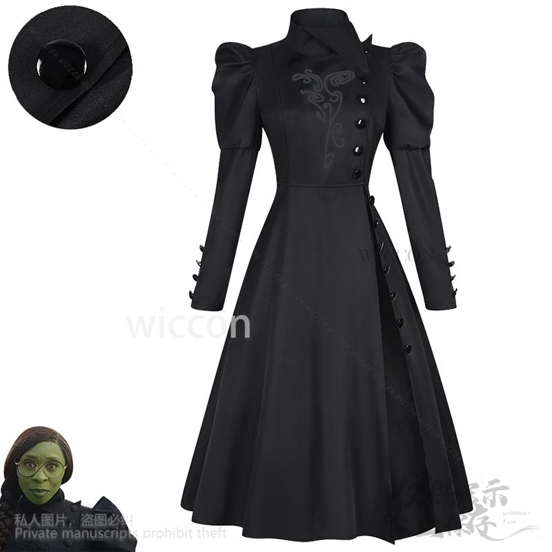 Elphaba Cosplay Anime Movie Wicked Costume Witches Gotic Dress BLACK Lolita Hat Glasses Wigs For Halloween Christmas Customized - Image 2