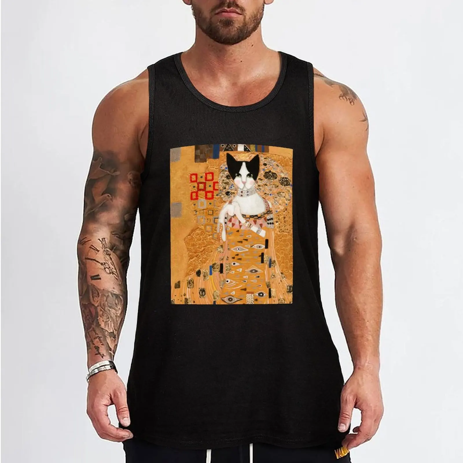 Klimt Cat Tank Top bodybuilding t shirt sleeveless shirt man gym Men's clothes luxury style