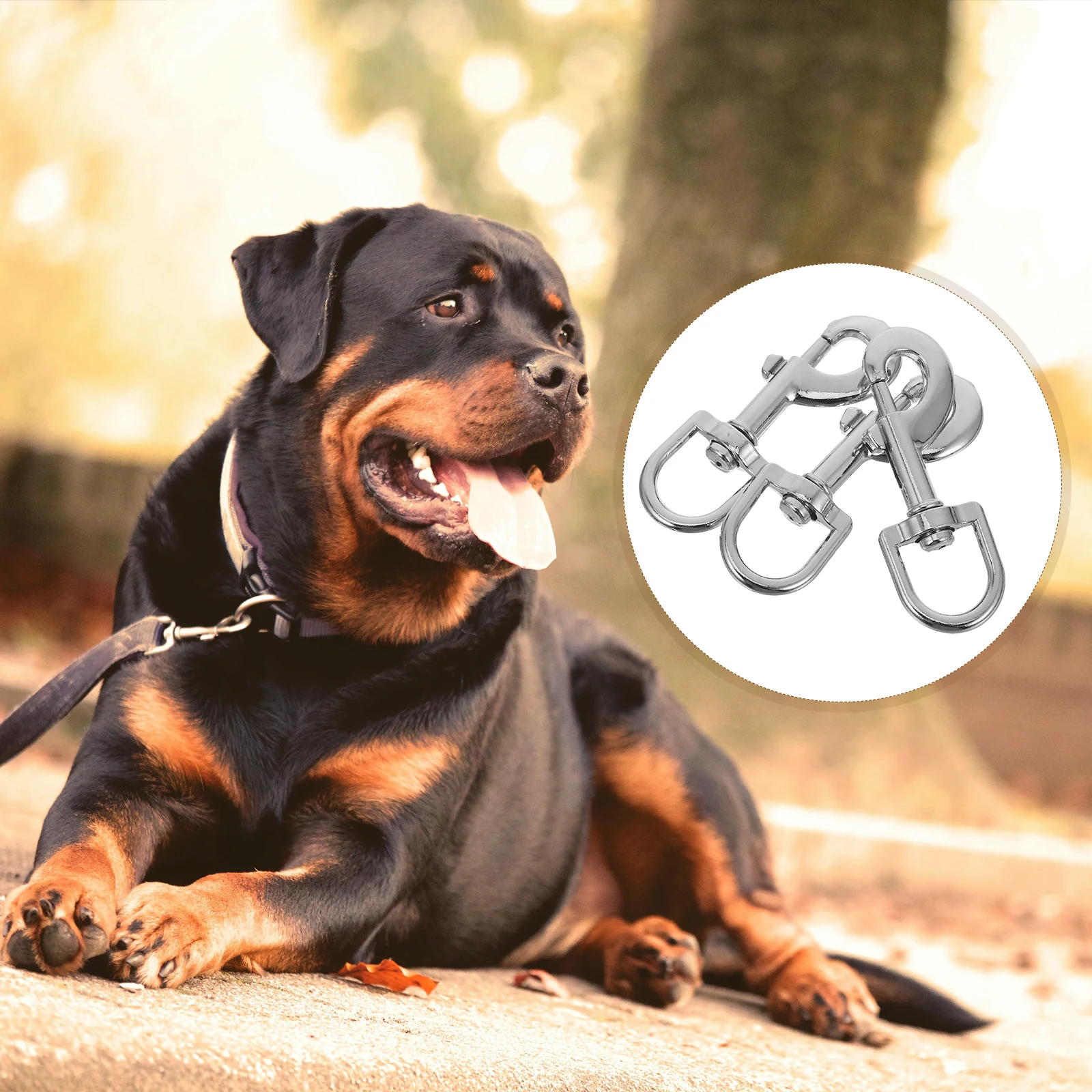 

3pcs Pet Electroplated Zinc Alloy Buckle Dog Leash Carabiner Clip Swivel Hardware Hook Safety Reliable Outdoor Travel Training