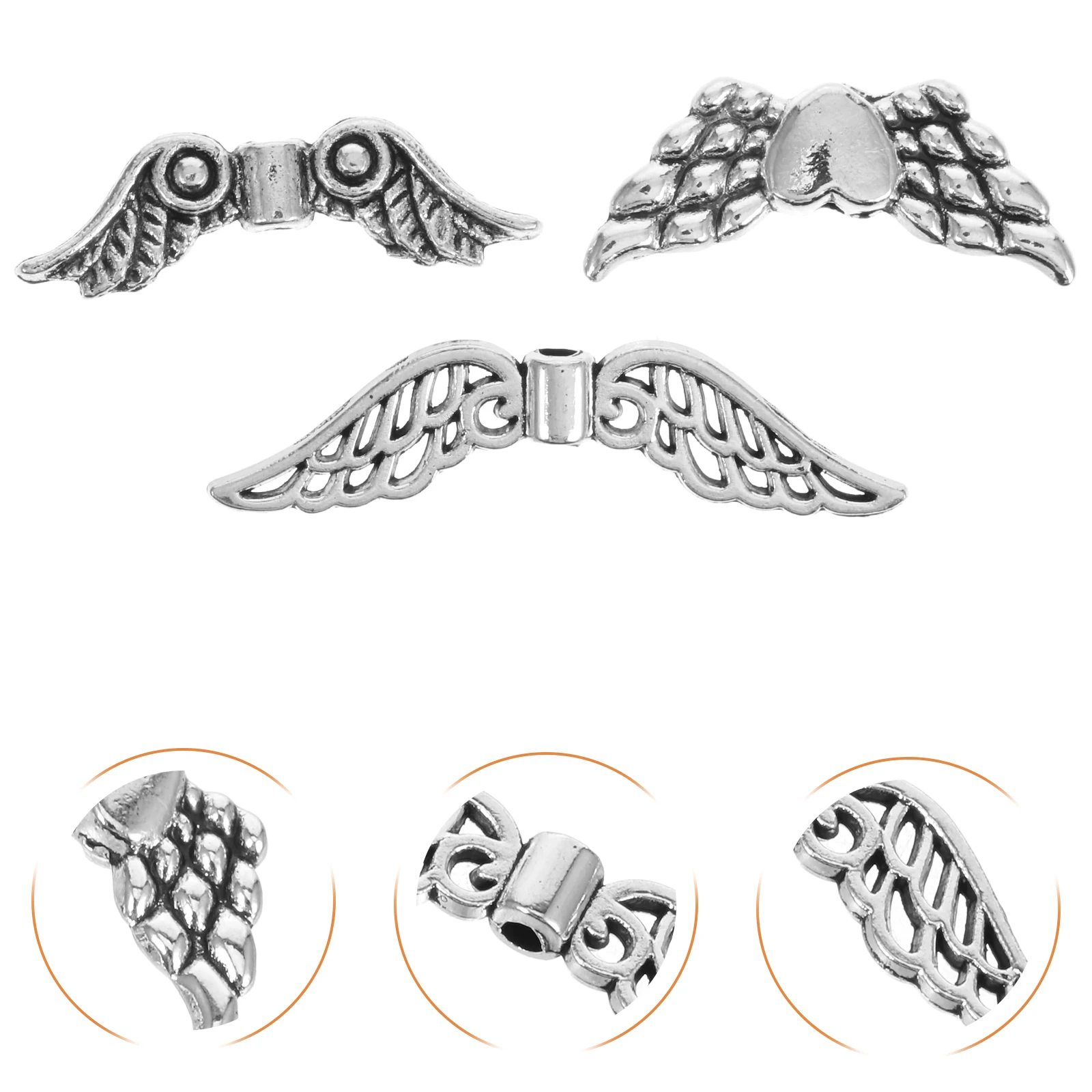 

60pcs Vintage Angel Wing Beads Metal Fairy Wing Charms Alloy Craft Earrings Necklaces Bracelets Keychains Diy Jewelry Making