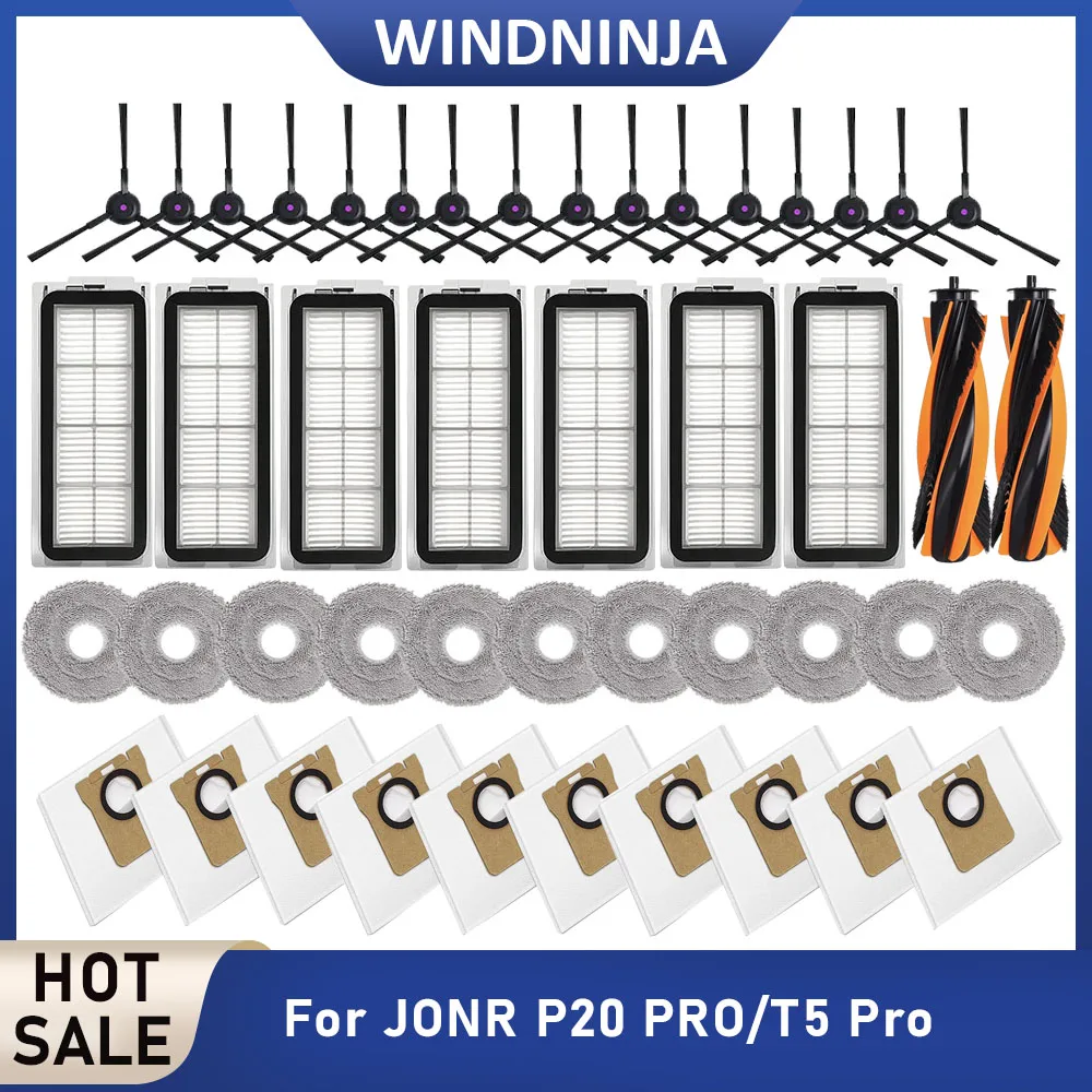 

Set Parts For JONR P20 PRO For JONR T5 Pro Robot Vacuum Cleaner Main Brush Side Brush Hepa Filter Mop Cloths Dust Bags Accessory