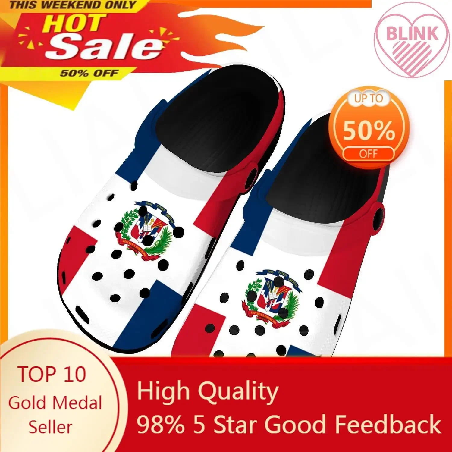 

Dominican Republic Flag Home Clogs Custom Water Shoes Mens Womens Teenager Shoe Garden Clog Breathable Beach Hole Slippers