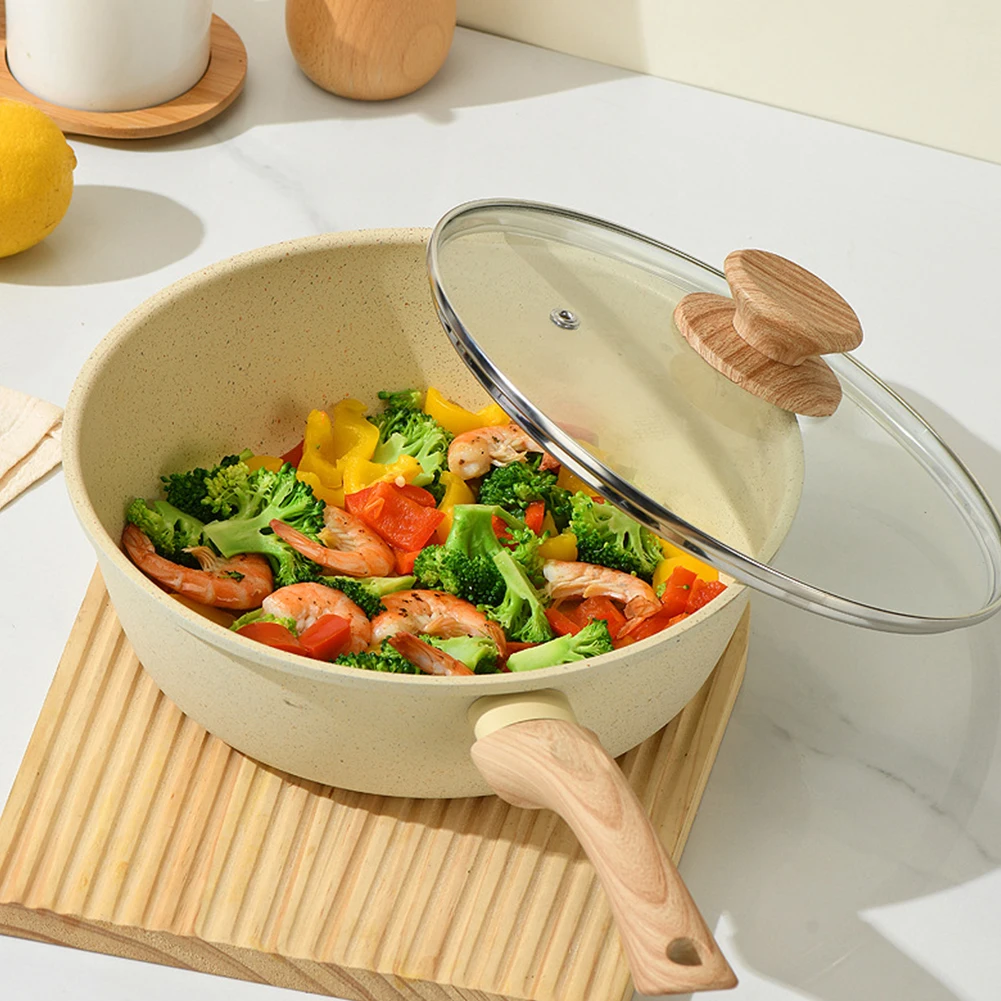 

Nonstick Frying Pan Skillet with Lid Egg Pan PFOA/PFAS/PTFE Free Chef's Pan Heat Resistant Handle for Induction