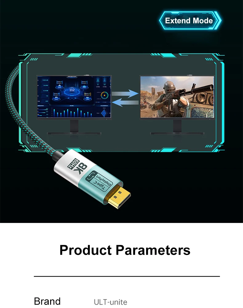 USB-C-auf-DisplayPort-Kabel 8K, bidirektionales DP-auf-Typ-C-Kabel für iPhone 17, Macbook Pro, iPad, iMac, kompatibel mit Thunderbolt 3/4 – Detail 17