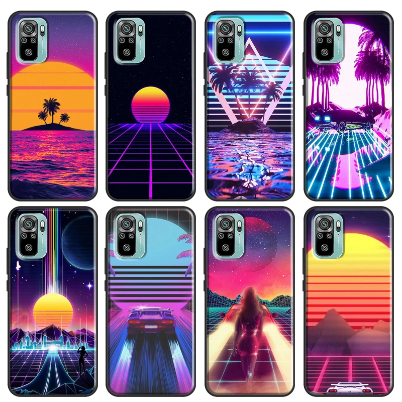 Vaporwave 80's Retro Neon Synthwave Soft Case For Redmi 9A 8A 7A 6A 9 9C Cover For Xiaomi Redmi Note 9 10 Pro 8 7 6 8T 9S K40