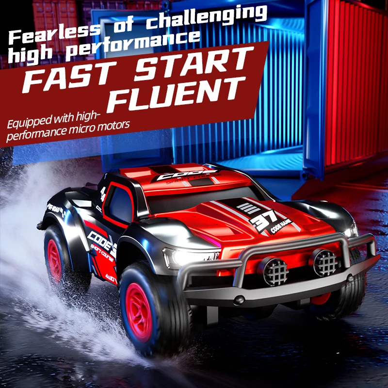 JIKEFUN 1/36 Mini RC Car Portable 2.4G Four-Wheel Drive Short Truck High-Speed Remote Control Off-Road Vehicle Desktop Toy
