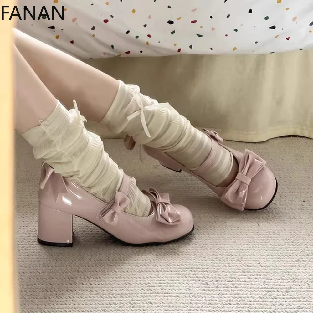 

Kawaii Lolita, розовая женская обувь на платформе, милые женские туфли Мэри Джейн на плоской подошве с круглой головкой, повседневные милые туфли-лодочки на высоком каблуке