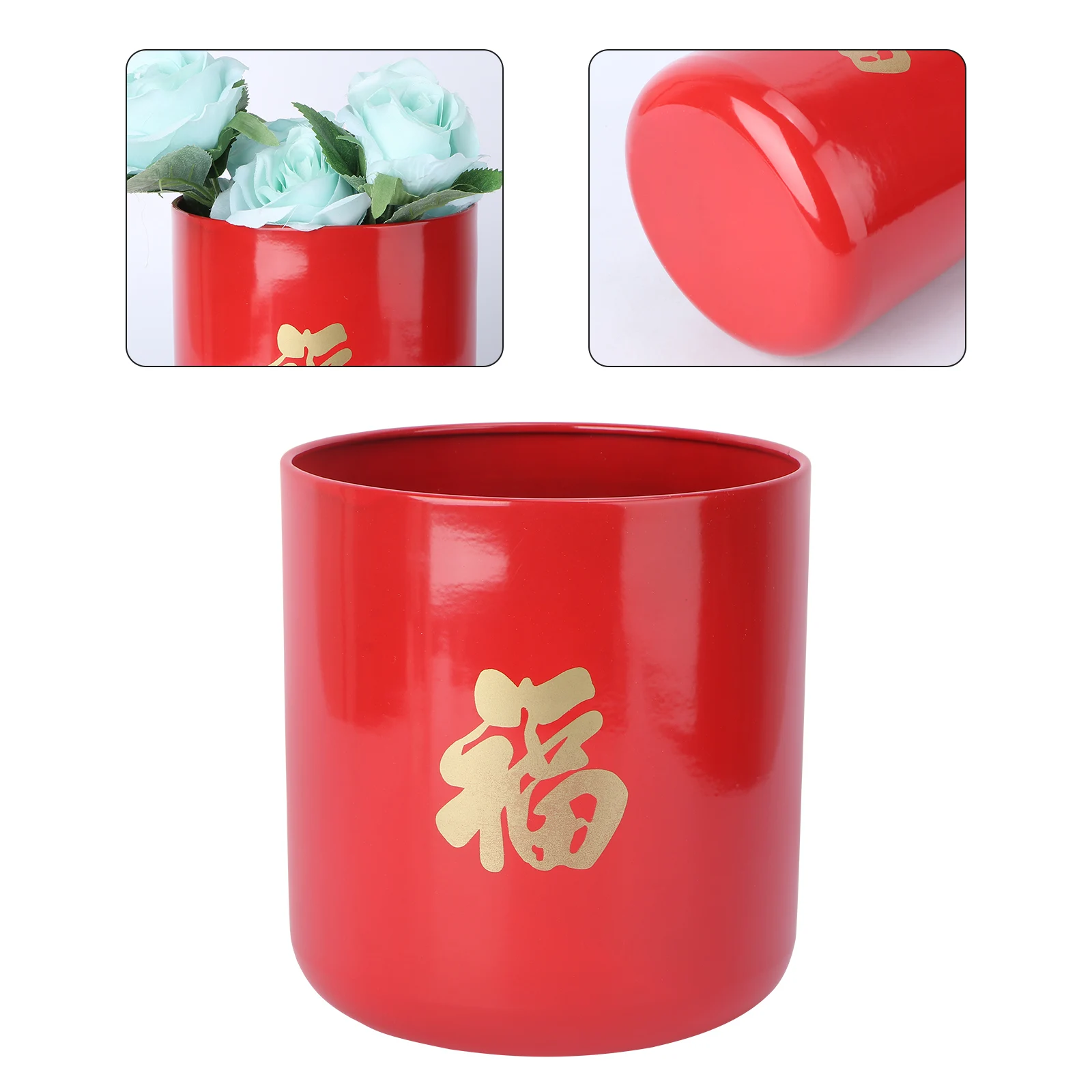 

Red Lucky Bucket Spring Festival Decoration Flower Fu Word Arrangement Container Decorate