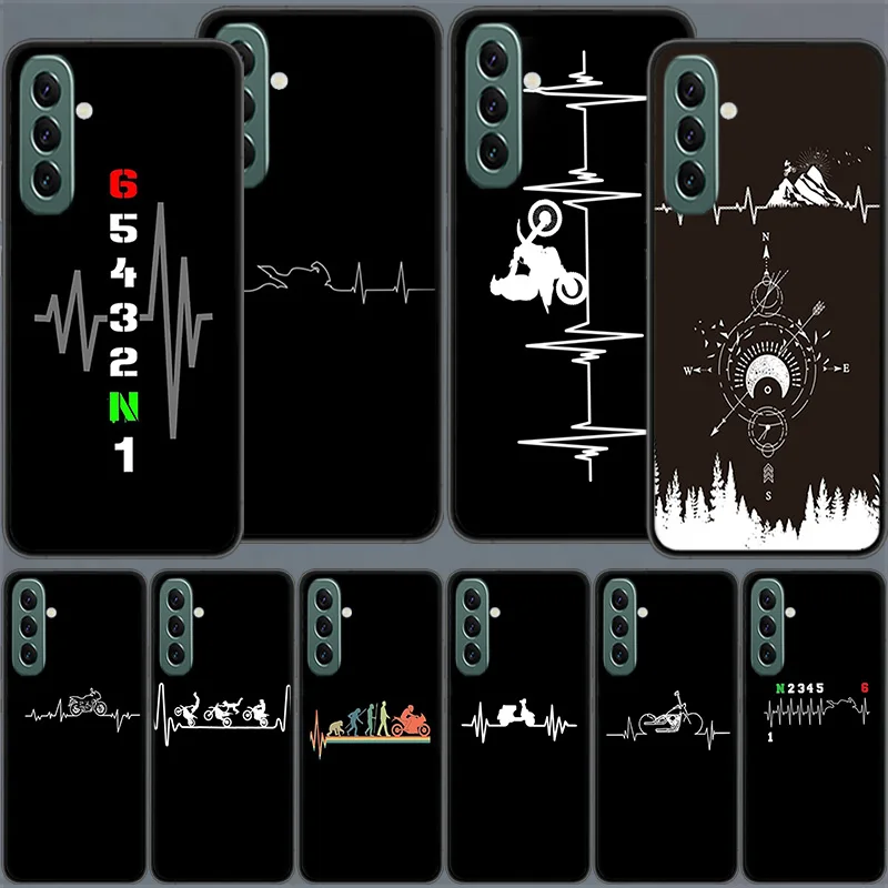 Motorcycle Heartbeat Phone Case for Samsung A54 A14 A24 A34 A17 A37 A57 A55 A35 A25 A15 A07 A05S A04S A12 A22 A32 A52S A72 Galax