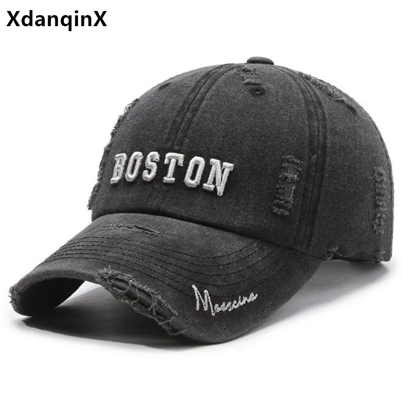 

New Brands Washed Cotton Embroidery Baseball Caps For Men And Women Broken Hole Antique Retro Party Hat Hip Hop Hat Snapback Cap