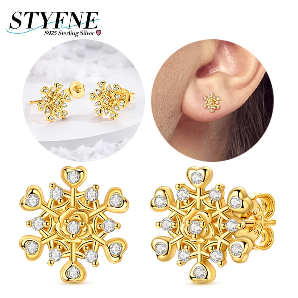 

Серьги-гвоздики из серебра 925 пробы с сердечком и цирконием, серьги-гвоздики со снежинками для женщин, рождественская вечеринка, зимние мероприятия, модные ювелирные изделия, подарки