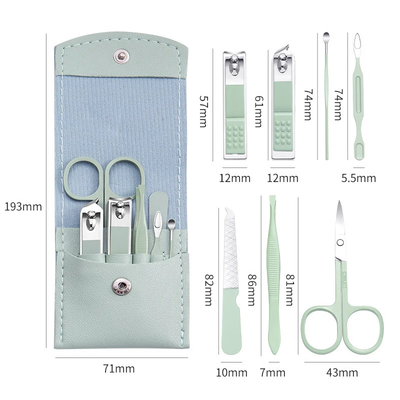 Didesun Professional Stainless Steel Manicure Set 7Pcs/set  Nail Clippers Cutter Tools Kits With Folding Bag Makeup Beauty Tool