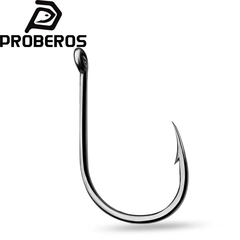 PROBEROS Saltwater Fishing Hook 200pcs Black Color High-Carbon Steel Iseama With Ring hook High Strength 3#-15# Single Hooks