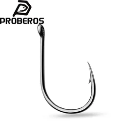PROBEROS 바닷물 낚시 후크 200pcs 블랙 컬러 고 탄소강 Iseama 링 후크 고강도 3 # -15 # 싱글 후크