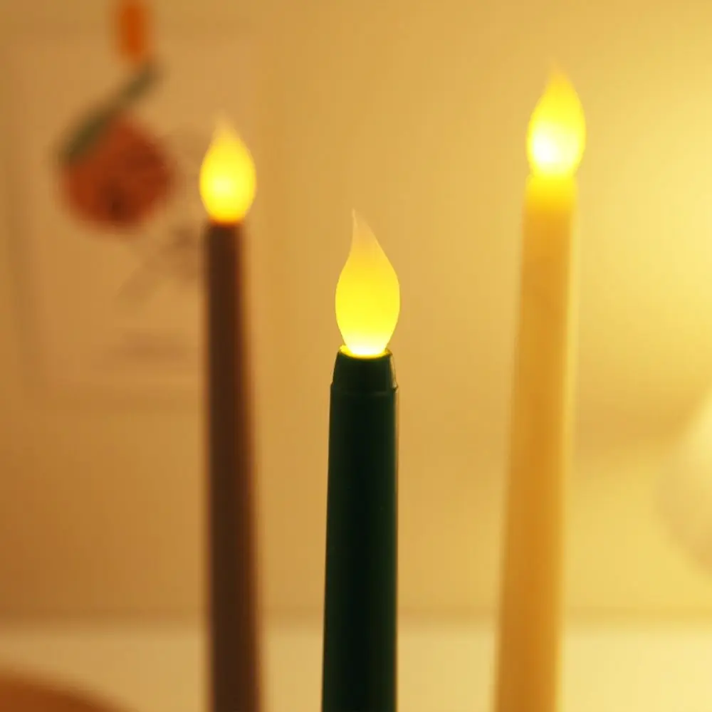 Grave Decor Simulation Led Candles Battery Operated 3D Wick Candlesticks Tall Creative Atmosphere Light Christmas