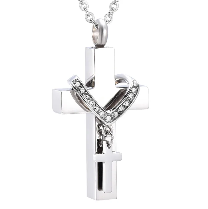 

Wholesale Customized Cross Inlaid Brick Pet Commemorative Necklace That Can Open Pet Urn
