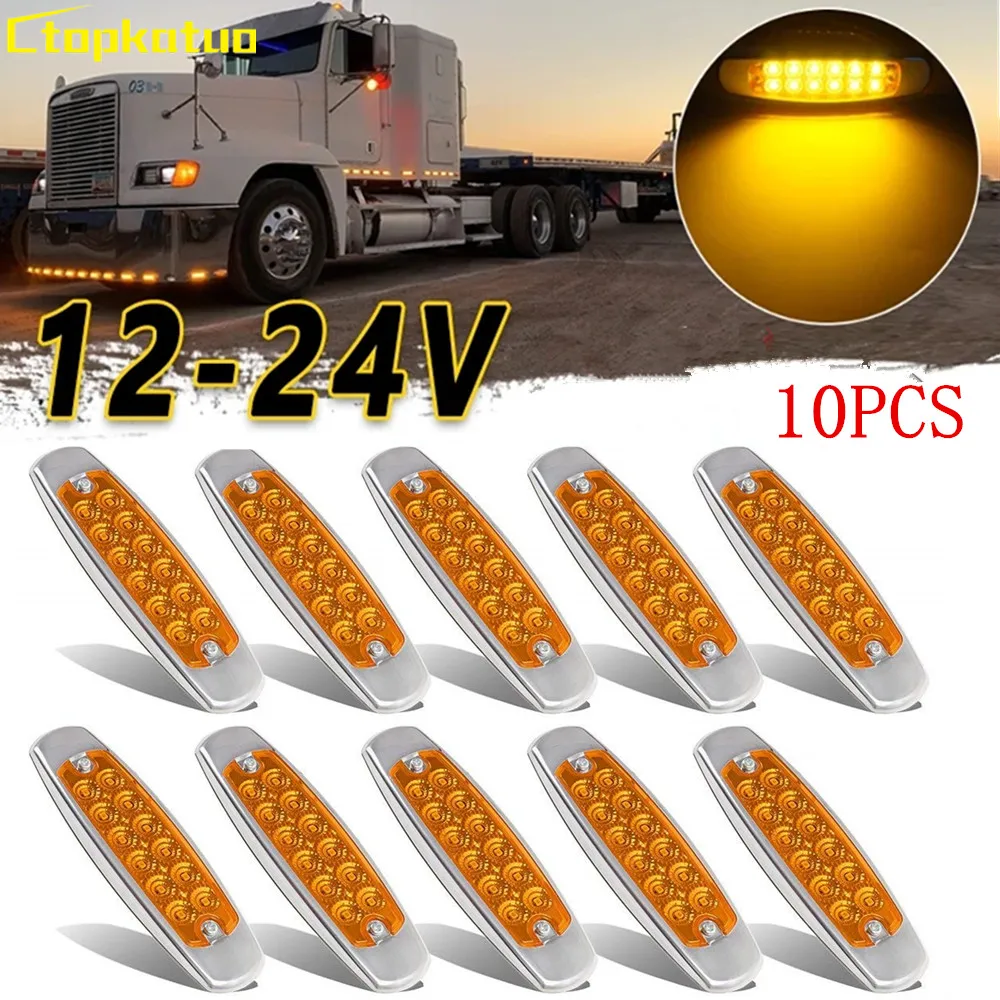 

10PCS 12 LED Side Marker Light 6.4" Clearance Truck Trailer Light 12V Waterproof Side Lamp Amber White Red Green Blue