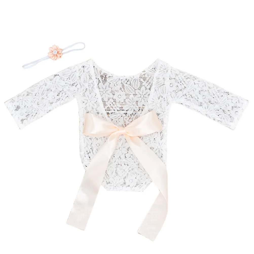 2 шт., реквизит для фотосессии, кружевной наряд, повязка на голову с бантом, костюм для новорожденных, подарок для младенцев, одежда для фотосессии, реквизит для детской фотосессии