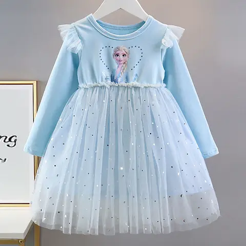 2025 Nya Höstklänningar för Flickor Frost Elsa Klänningar Födelsedagsfest Långärmad Prinsessdräkt Tonårsbarn Barnklänning 2-8År 10 best sales barnklänningar för flickor 8 9 år - №4