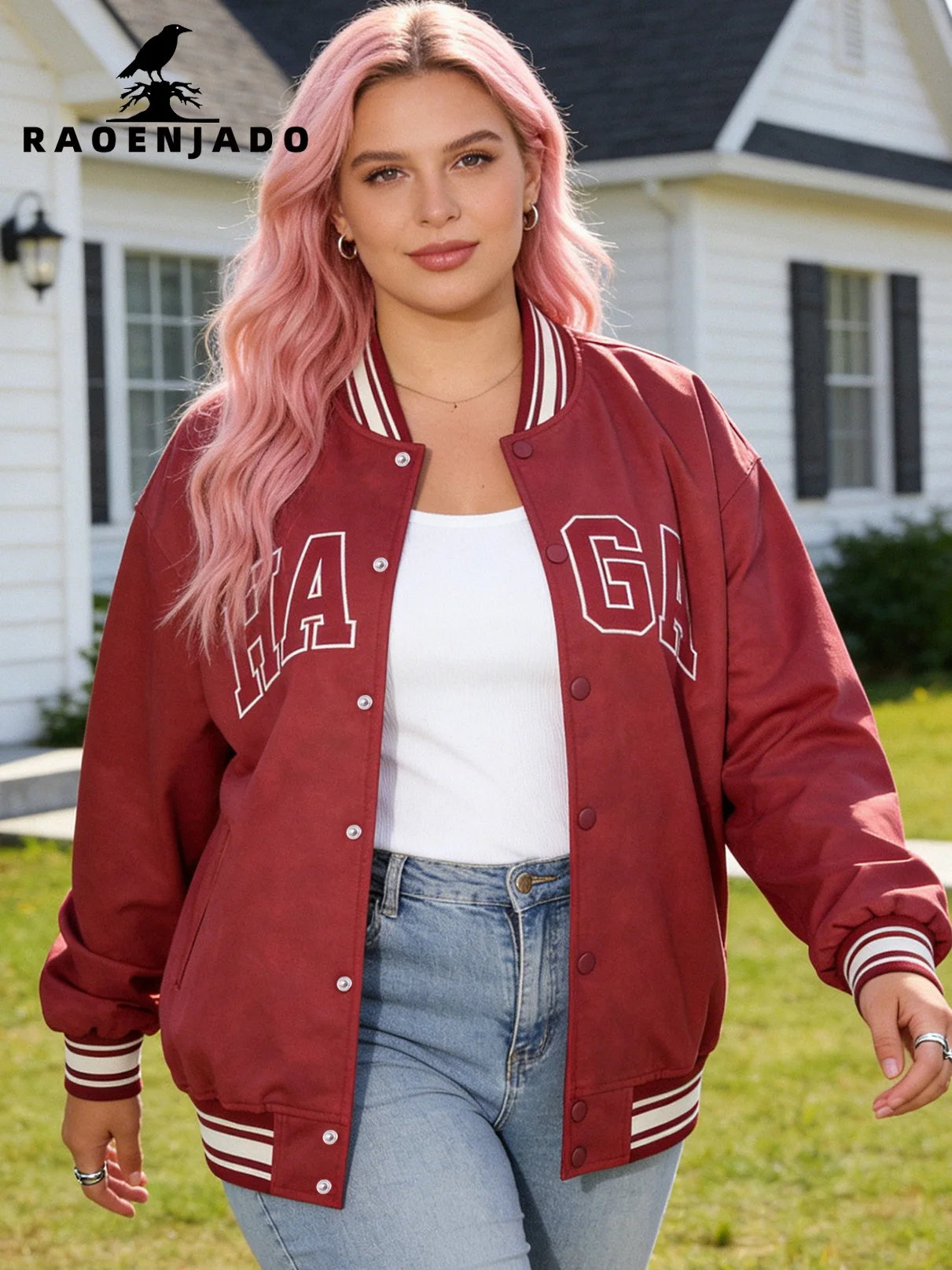 

Женская куртка из искусственной кожи больших размеров, красная, винтажная, в стиле бейсбольной формы, с вышивкой, весенне-осенняя, бомбер, унисекс