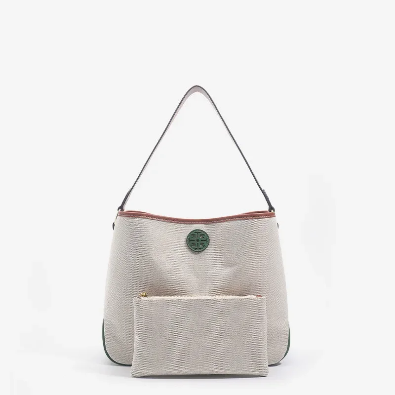 TB 브랜드 여성용 캔버스 쇼핑백, 패션 하이 퀄리티, 심플한 숄더, 자수 버킷 토트, 핸드백 마더백, 신제품