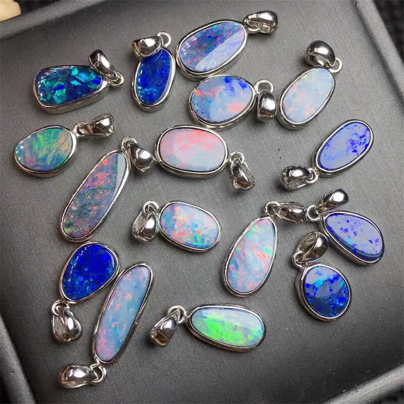 S925 Natural Colored Opal Pendant Carving Healing Gemstone Carved Fashion Jewelry For Women Gift 1PCS