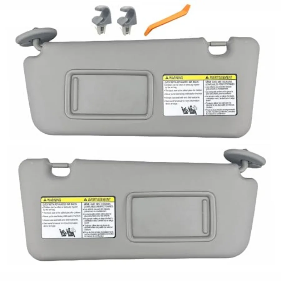 

Pair of Left and Right Sun Visors with Clips and Vanity Mirror for 2004 2005 Toyota RAV4 Color Not for Other Year Models