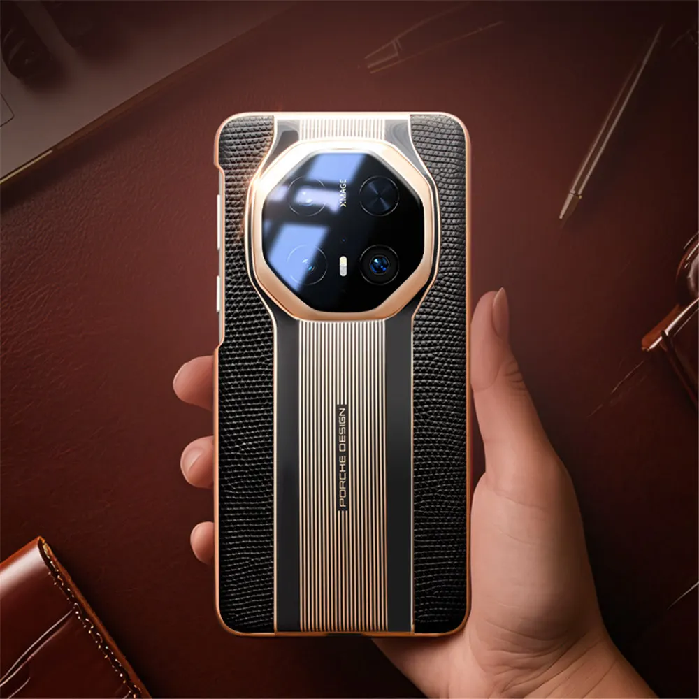 

Genuine Real Lazard Skin Leather Case For Huawei Mate 70 RS Business Back Cover