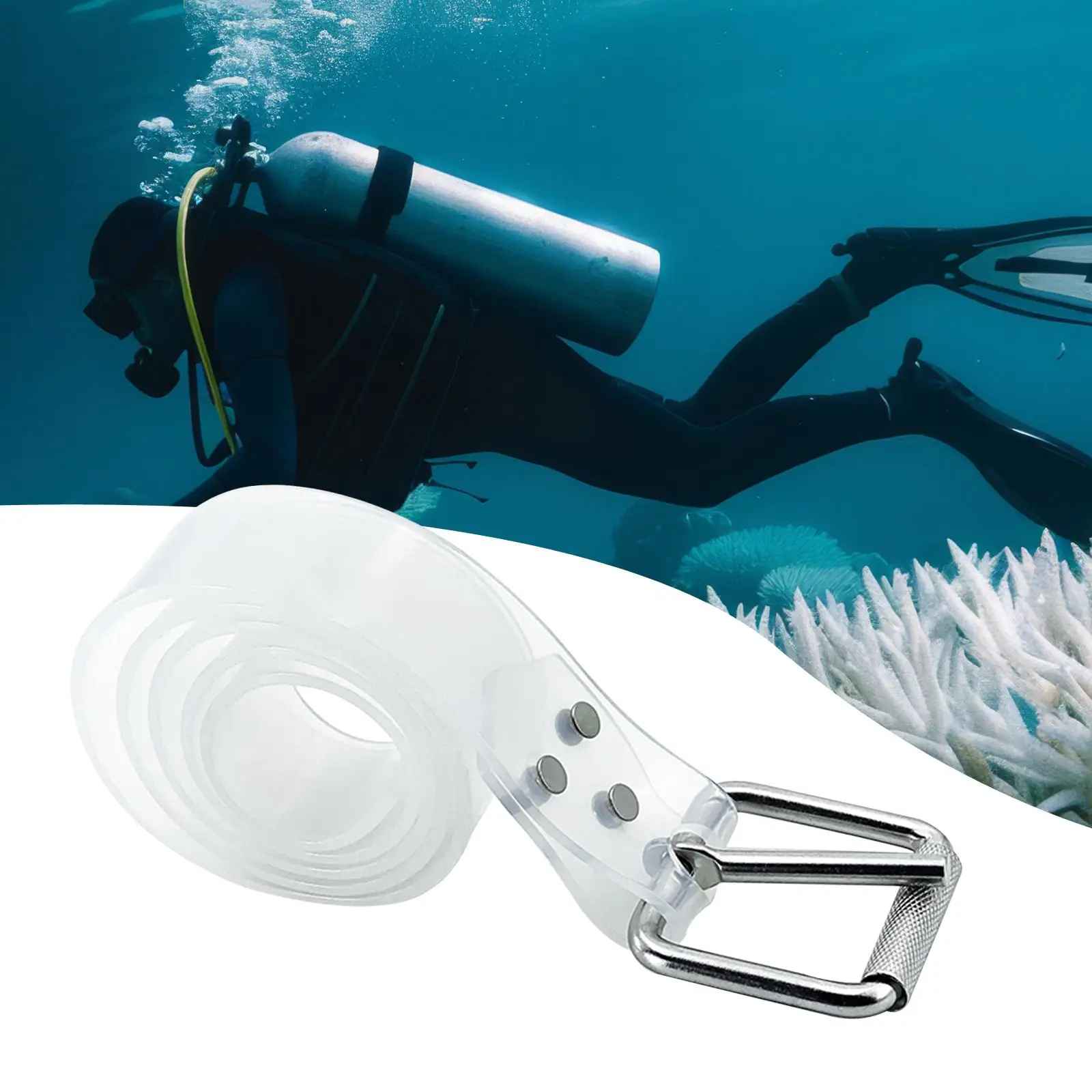 

Diving Weight Belt Clear with Quick Release Stainless Steel Buckle for BCD Accessories Free Diving Spearfishing Underwater Sport