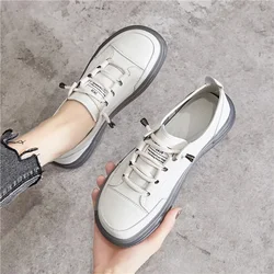 2024 Hot Seller New Leather Women's Flat Sneakers Large Size 35-41 Autumn Vulcanized Shoes Ladies Casual Shoes UXST Flats