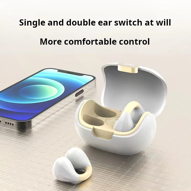 مشبك الأذن سماعة رأس بخاصية البلوتوث M8 كبسولة الفضاء شاشة ديجيتال رياضية مفتوحة مشبك الأذن اللاسلكي سماعات الأذن ، التنفس l